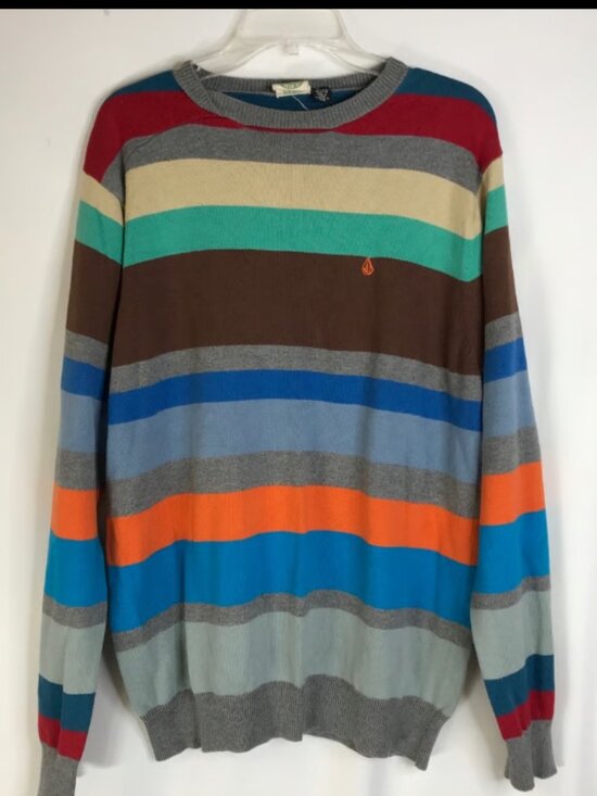 Volcom Sweater Colorful Stripe Men’s XL Cotton - Picture 1 of 3